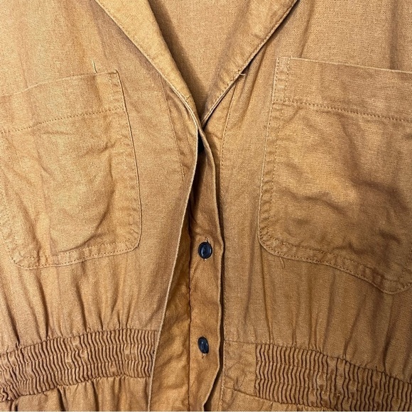 Universal Thread Womens M Linen Blend Mustard Yellow Romper Jumpsuit Pockets - Picture 8 of 15